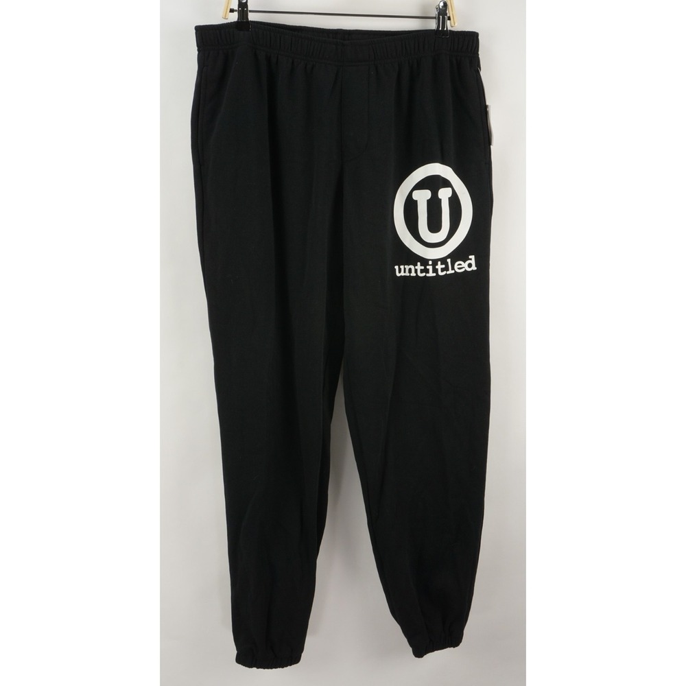 New Designs Untitled Circle U Untitled Men's 2XL x 33 Black White Fleece Joggers